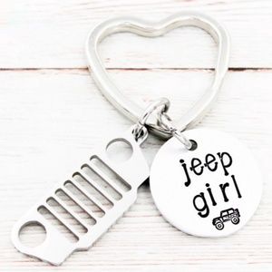 On Sale Jeep Girl Keychain with Jeep Grille Charm